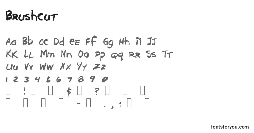 Fuente Brushcut - alfabeto, números, caracteres especiales