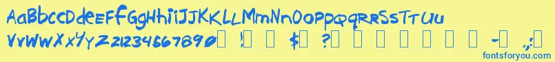 Brushcut Font – Blue Fonts on Yellow Background