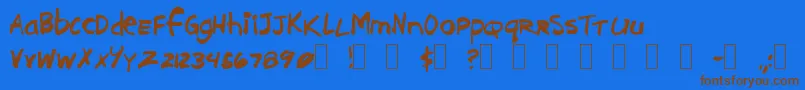 フォントBrushcut – 茶色の文字が青い背景にあります。