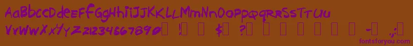 Czcionka Brushcut – fioletowe czcionki na brązowym tle