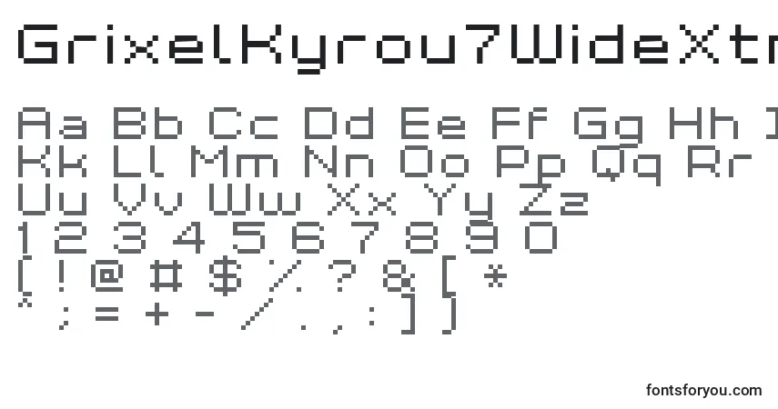 A fonte GrixelKyrou7WideXtnd – alfabeto, números, caracteres especiais