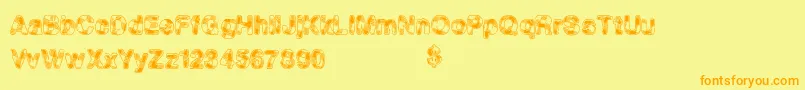 Plaidevent-Schriftart – Orangefarbene Schriften auf gelbem Hintergrund