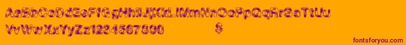 Plaidevent-Schriftart – Violette Schriften auf orangefarbenem Hintergrund