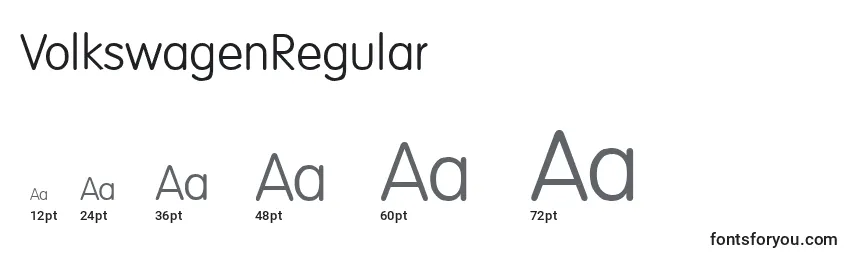 Размеры шрифта VolkswagenRegular