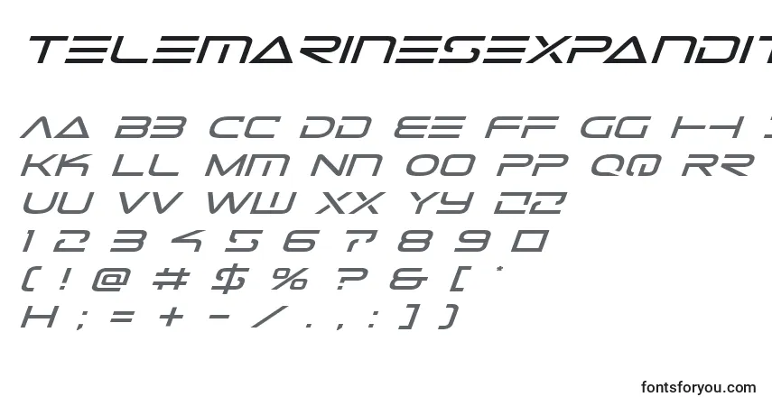 Шрифт Telemarinesexpandital – алфавит, цифры, специальные символы