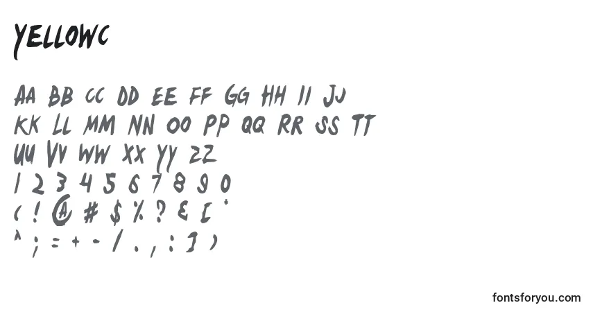 A fonte Yellowc – alfabeto, números, caracteres especiais