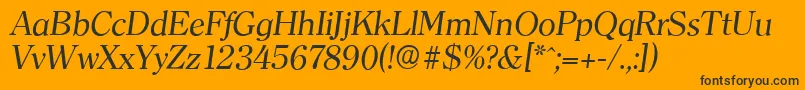 ClearfaceserialItalic-Schriftart – Schwarze Schriften auf orangefarbenem Hintergrund