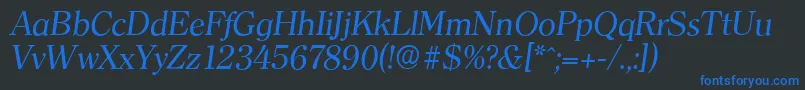 ClearfaceserialItalic Font – Blue Fonts on Black Background