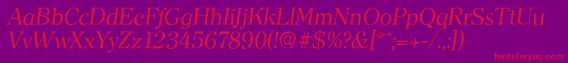 ClearfaceserialItalic Font – Red Fonts on Purple Background