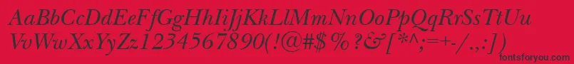 Czcionka NewbaskervillebttItalic – czarne czcionki na czerwonym tle