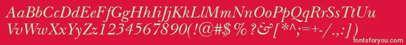 NewbaskervillebttItalic-Schriftart – Grüne Schriften auf rotem Hintergrund