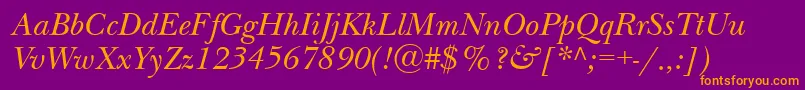 NewbaskervillebttItalic Font – Orange Fonts on Purple Background