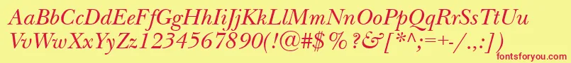 NewbaskervillebttItalic Font – Red Fonts on Yellow Background