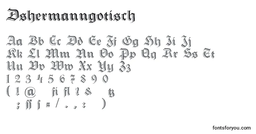 A fonte Dshermanngotisch – alfabeto, números, caracteres especiais