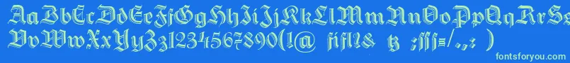 Dshermanngotisch Font – Green Fonts on Blue Background