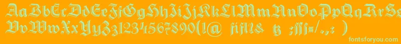 Dshermanngotisch Font – Green Fonts on Orange Background