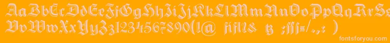 Dshermanngotisch-Schriftart – Rosa Schriften auf orangefarbenem Hintergrund