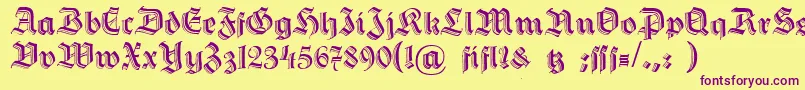 Dshermanngotisch Font – Purple Fonts on Yellow Background