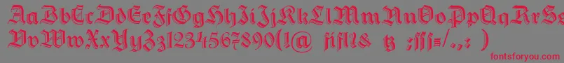 Dshermanngotisch Font – Red Fonts on Gray Background