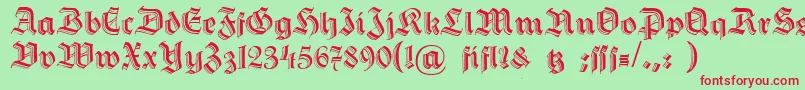 Dshermanngotisch Font – Red Fonts on Green Background