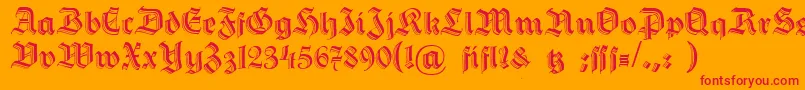 Dshermanngotisch Font – Red Fonts on Orange Background