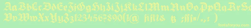 Dshermanngotisch Font – Yellow Fonts on Green Background