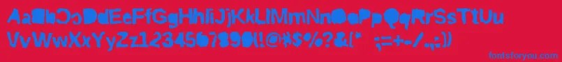 Fonte Riptrashmirror – fontes azuis em um fundo vermelho