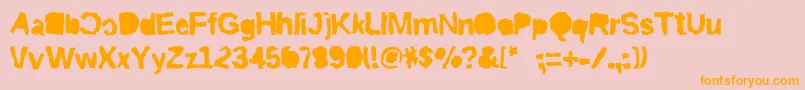 フォントRiptrashmirror – オレンジの文字がピンクの背景にあります。