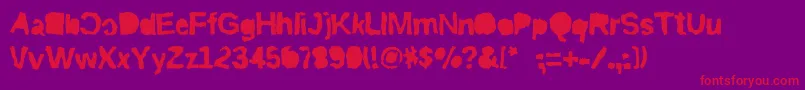 フォントRiptrashmirror – 紫の背景に赤い文字