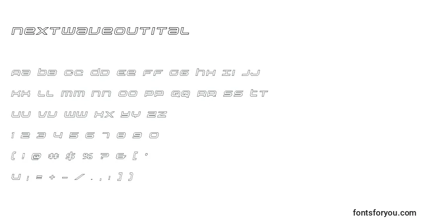 Schriftart Nextwaveoutital – Alphabet, Zahlen, spezielle Symbole