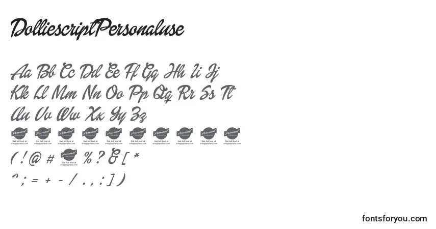 DolliescriptPersonaluse-fontti – aakkoset, numerot, erikoismerkit