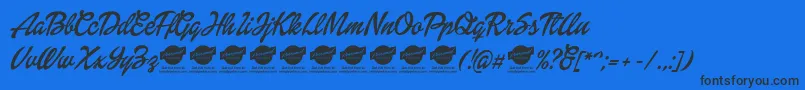 DolliescriptPersonaluse Font – Black Fonts on Blue Background