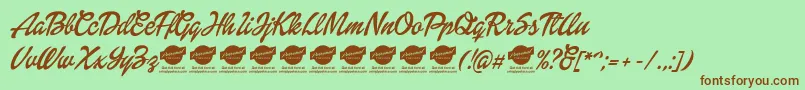 DolliescriptPersonaluse Font – Brown Fonts on Green Background