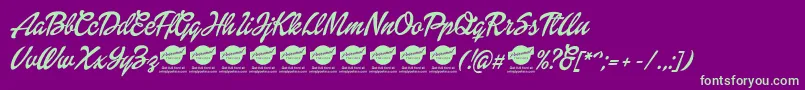 DolliescriptPersonaluse Font – Green Fonts on Purple Background