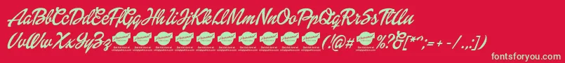 DolliescriptPersonaluse Font – Green Fonts on Red Background