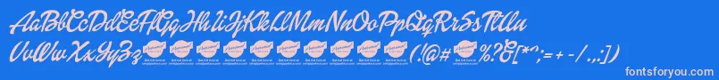 Czcionka DolliescriptPersonaluse – różowe czcionki na niebieskim tle