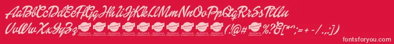 DolliescriptPersonaluse Font – Pink Fonts on Red Background
