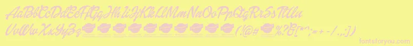 DolliescriptPersonaluse Font – Pink Fonts on Yellow Background