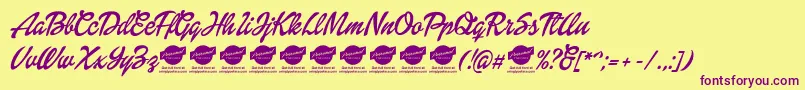 DolliescriptPersonaluse Font – Purple Fonts on Yellow Background