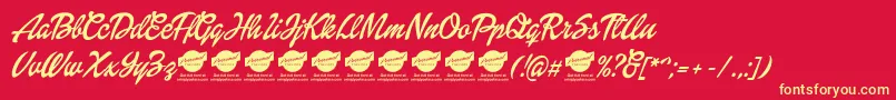 DolliescriptPersonaluse Font – Yellow Fonts on Red Background