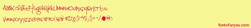 Jinky Font – Red Fonts on Yellow Background
