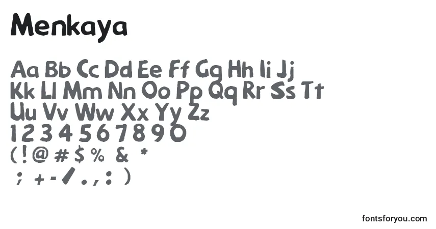 A fonte Menkaya – alfabeto, números, caracteres especiais