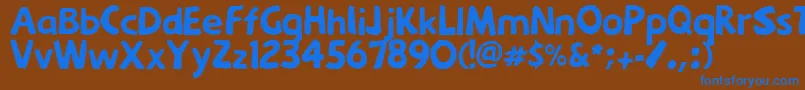 Menkaya-Schriftart – Blaue Schriften auf braunem Hintergrund