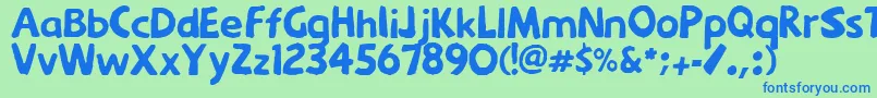 Menkaya-Schriftart – Blaue Schriften auf grünem Hintergrund