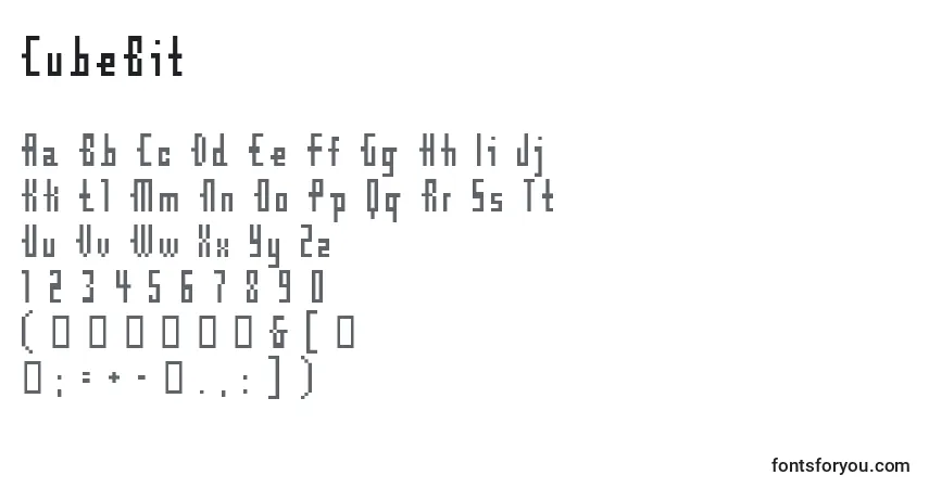 Schriftart CubeBit – Alphabet, Zahlen, spezielle Symbole