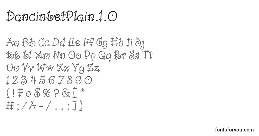 Schriftart DancinLetPlain.1.0 – Alphabet, Zahlen, spezielle Symbole