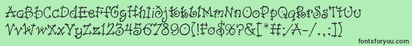 フォントDancinLetPlain.1.0 – 緑の背景に黒い文字