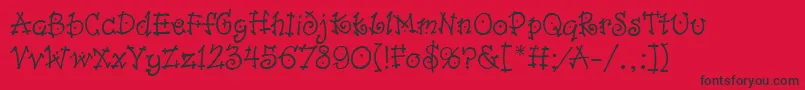 DancinLetPlain.1.0 Font – Black Fonts on Red Background