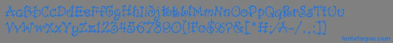 フォントDancinLetPlain.1.0 – 灰色の背景に青い文字