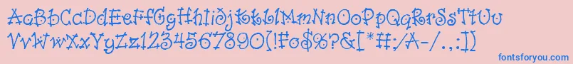 DancinLetPlain.1.0 Font – Blue Fonts on Pink Background